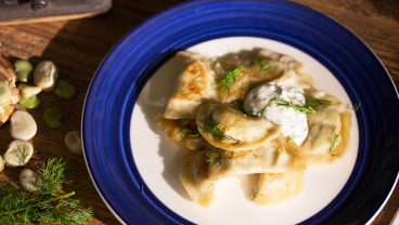 Pierogi z bobem i ziemniakami