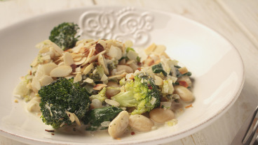 Fasolotto z mascarpone, brokułami i szpinakiem
