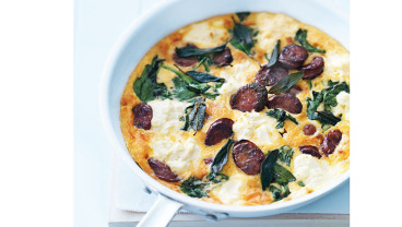 Frittata z chorizo, szpinakiem i ricottą