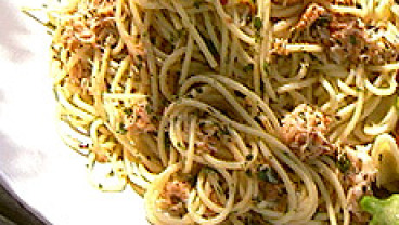 Spaghettini z krabem, cytryną i chili